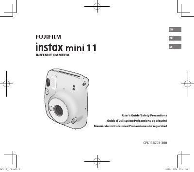 Fujifilm CPL13B703-300 Instax Mini Camera User's Guide - cover page