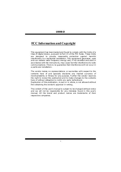 UUU888666666888---DDD U8668-D Motherboard User Manual - cover page
