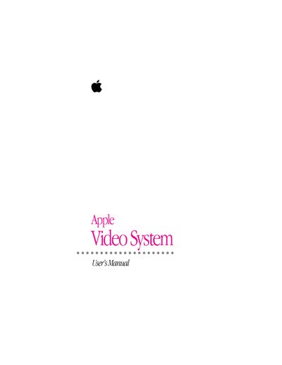 Apple Video System User's Manual - cover page