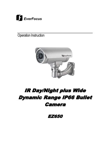 EverFocus EZ650 True Day/Night Camera Operation Instruction - cover page