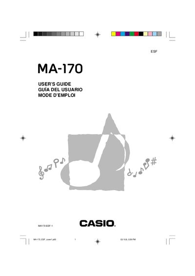 Casio MA-170 Electronic Musical Instrument User's Guide - cover page