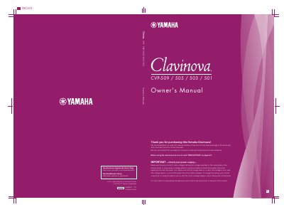 Yamaha Clavinova CVP-509/505/503/501 Owner's Manual - cover page