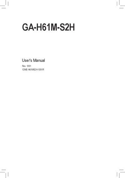 Gigabyte GA-H61M-S2H Motherboard User Manual