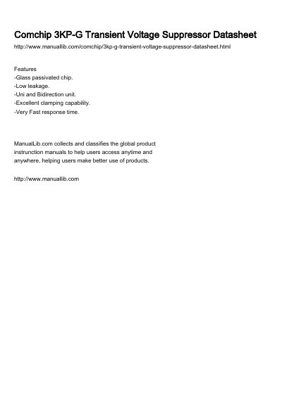 Comchip 3KP-G Series Transient Voltage Suppressor Datasheet - cover page