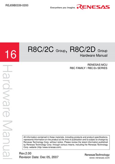 Renesas R8C/2C and R8C/2D Hardware Manual
