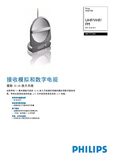 Philips SBCTT350 Television Antenna Manual - cover page