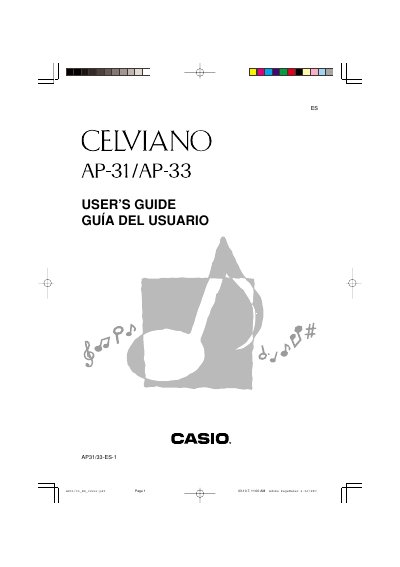 CASIO CELVIANO AP-31/AP-33 User's Guide - cover page