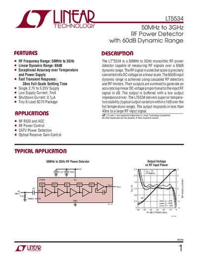 Linear Technology LT5534 Datasheet - cover page