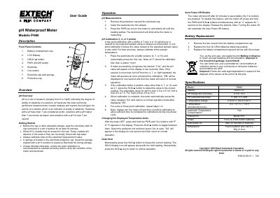Extech PH60 pH Waterproof Meter User Guide