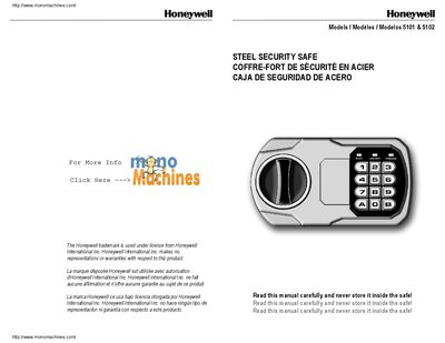 Honeywell 5101/5102 Safe User Manual - cover page