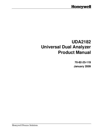 Honeywell UDA2182 Universal Dual Analyzer User Manual - cover page