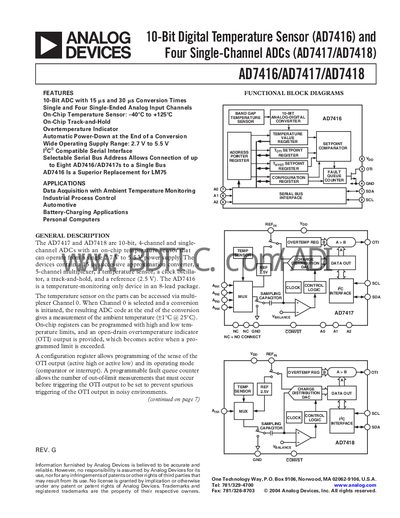 Analog Devices AD7417 Datasheet - cover page