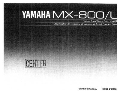 Yamaha MX-800/U Stereo Power Amplifier Owner's Manual - cover page
