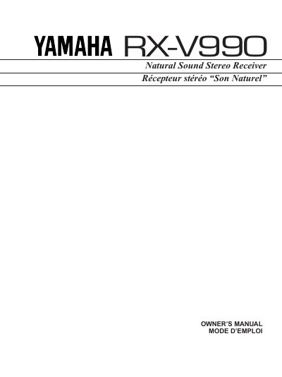 Yamaha RX-V990 Stereo Receiver Owner's Manual - cover page