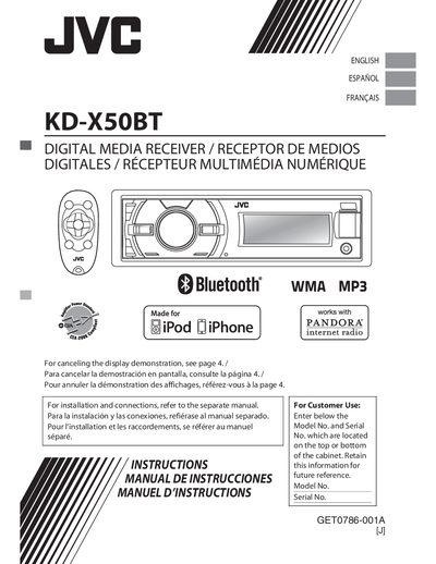 JVC KD-X50BT User Manual - cover page