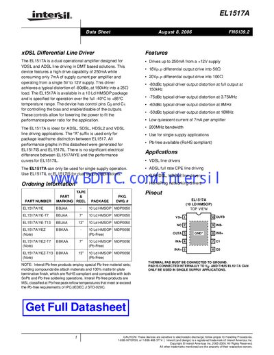 Intersil EL1517A Datasheet