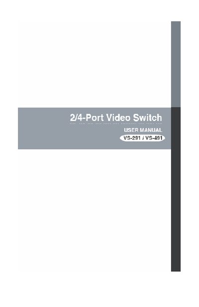 ATEN VS-291/VS-491 Video Switch User Manual - cover page
