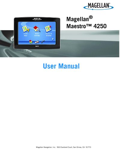 Magellan Maestro 4250 User Manual - cover page