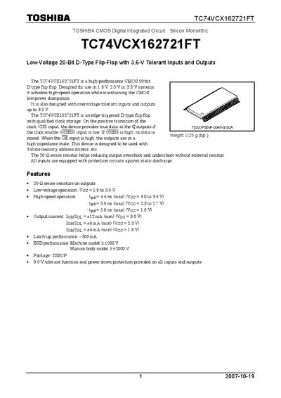 Toshiba TC74VCX162721FT Datasheet - cover page