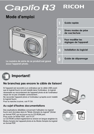 Ricoh Caplio R3 Digital Camera User Guide - cover page