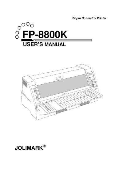 Jolimark FP-8800K 24-pin Dot-matrix Printer USER S MANUAL - cover page