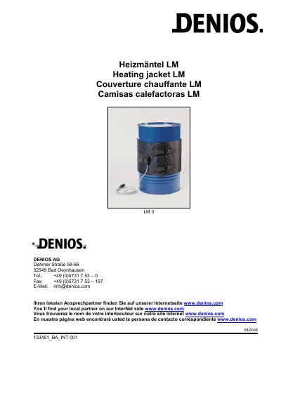DENIOS LM3 Heating Jacket User Manual - cover page