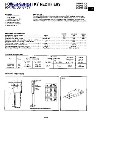 USD4530S/4540S/4545S POWER SCHOTTKY RECTIFIERS - cover page