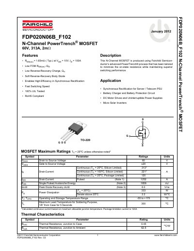 FAIRCHILD FDP020N06B_F102 handbook - cover page