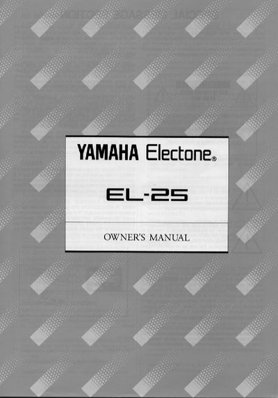 Yamaha EL-25 Electone User Manual - cover page