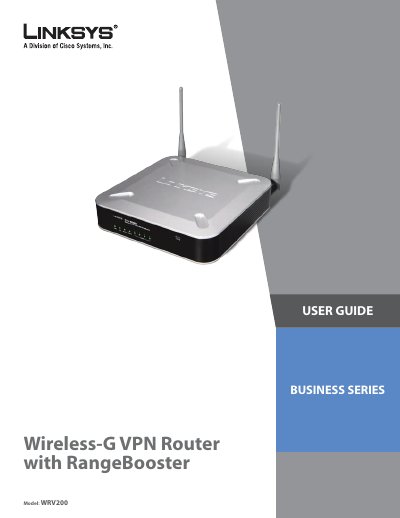 Linksys WRV200 Wireless-G VPN Router with RangeBooster User Guide - cover page