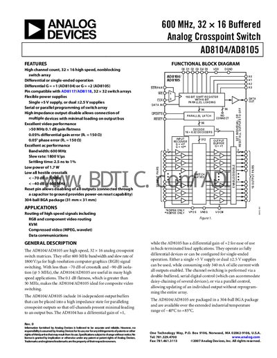 Analog Devices AD8104/AD8105 Handbook - cover page