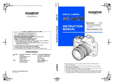 Olympus E-420 Digital Camera Basic Guide - cover page