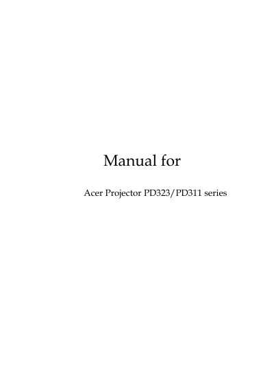 Acer PD323/PD311 Series Projector User Manual - cover page