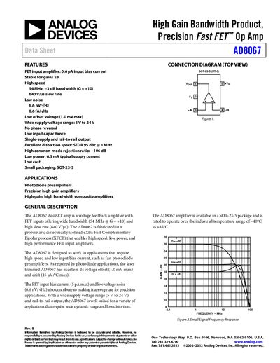 Analog Devices AD8067 Datasheet - cover page