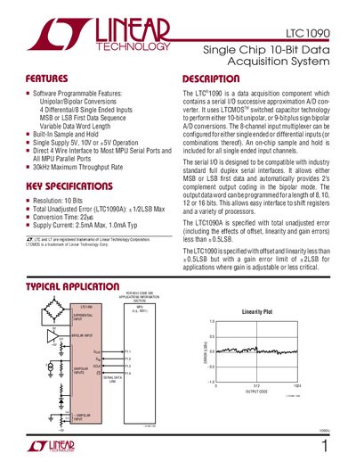 Linear Technology LTC1090 Datasheet - cover page