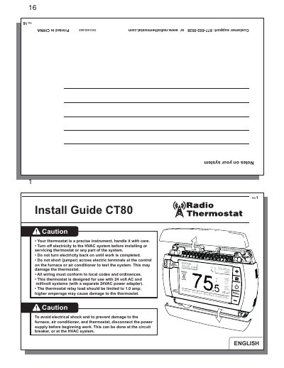 Radio CT80 Thermostat Installation Guide - cover page