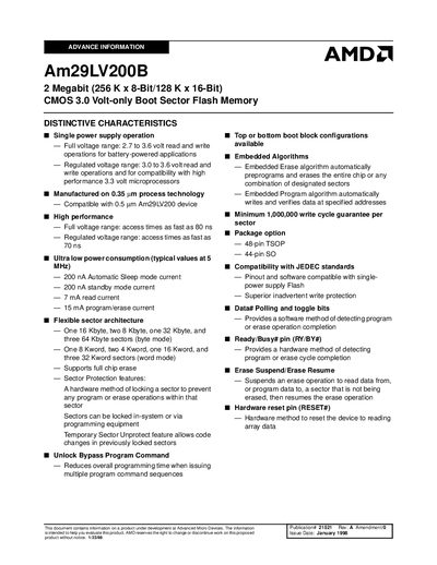 AMD Am29LV200B Handbook - cover page