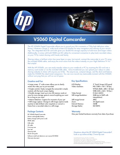 HP V5060h Digital Camcorder User Manual - cover page