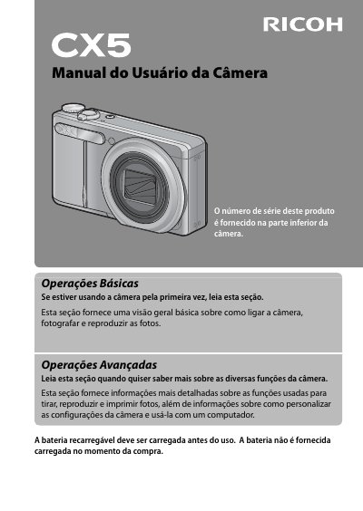 Ricoh CX5 Camera User Manual - cover page