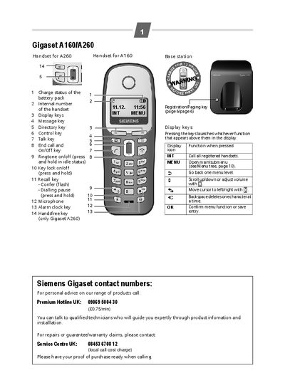Siemens Gigaset A160/A260 User Manual - cover page