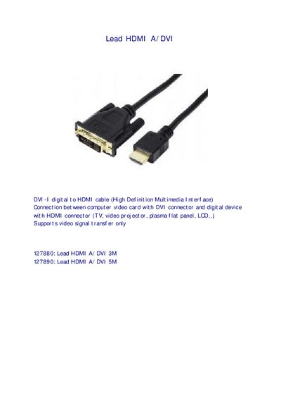 PRO SIGNAL Lead HDMI A/DVI  - cover page