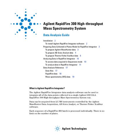 Agilent RapidFire 300 High-throughput Mass Spectrometry System Data Analysis Guide