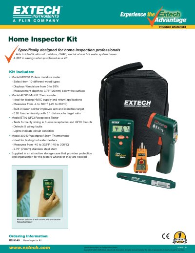 EXTECH MO280-KH Home Inspector Kit Product Datasheet - cover page