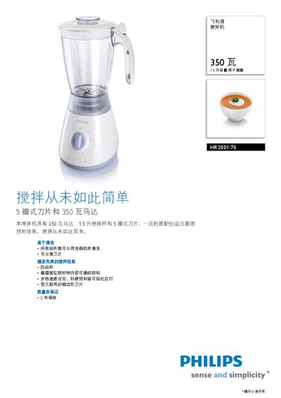 Philips HR2001/70 Mixer User Manual - cover page
