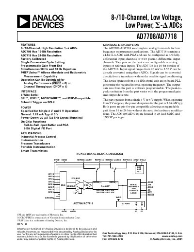 Analog Devices AD7708/AD7718 Datasheet - cover page