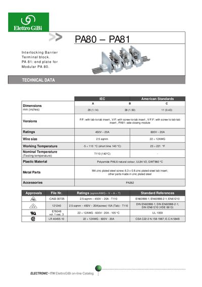 Elettro GiBi PA80/PA81 Interlocking Barrier Product Leaflet - cover page