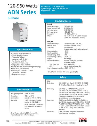 EMERSON NETWORK POWER 120-960 Watts ADN Series 3-Phase handbook - cover page