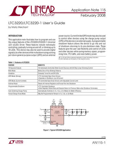 Linear Technology LTC3220/LTC3220-1 User's Guide Application Note 115