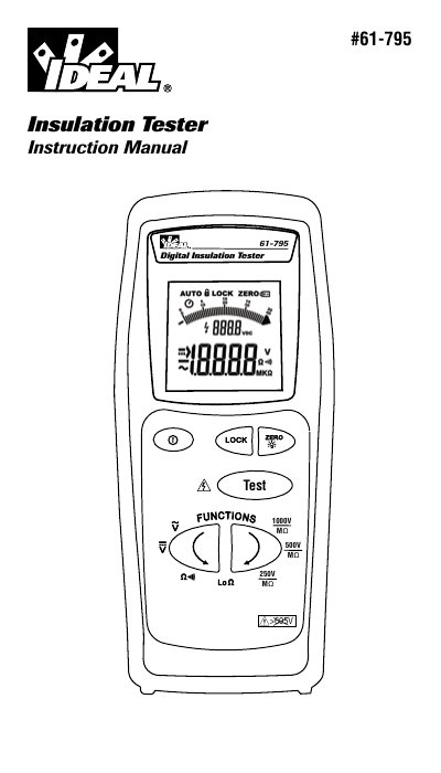 IDEAL 61-795 Digital Insulation Tester Instruction Manual - cover page