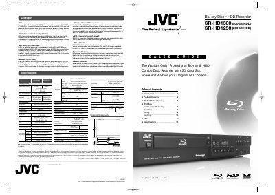 JVC SR‑HD1500/HD1250 User Manual - cover page